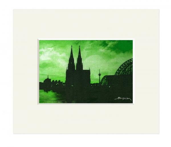 PP-Bild | KölnMotiv | Dom Quer mit Brücke - grün
