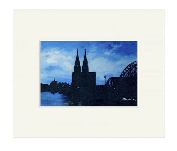 PP-Bild | KölnMotiv | Dom Quer mit Brücke - blau