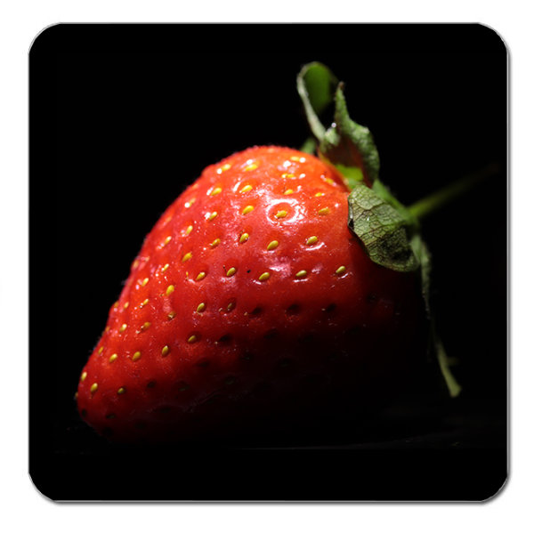 Kautschuk Untersetzer | Lebensmittelkunst | Erdbeere in Schwarz