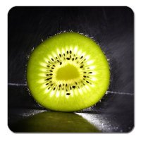 Kautschuk Untersetzer | Lebensmittelkunst | Kiwi in Schwarz