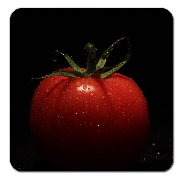 Kautschuk Untersetzer | Lebensmittelkunst | Tomate in Schwarz